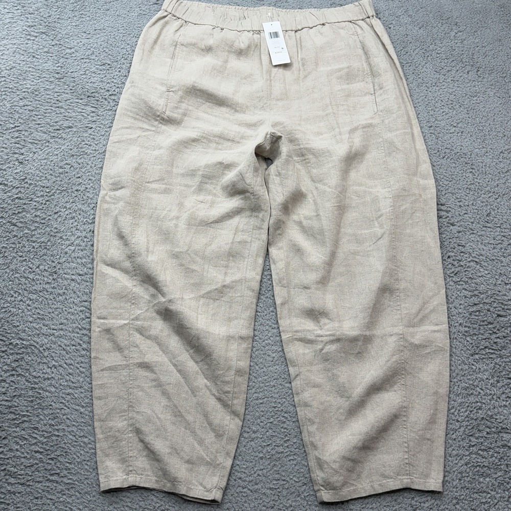Eileen Fisher Organic Linen Lantern Pant Womens XL Natural Color Ankle Lgth NWT